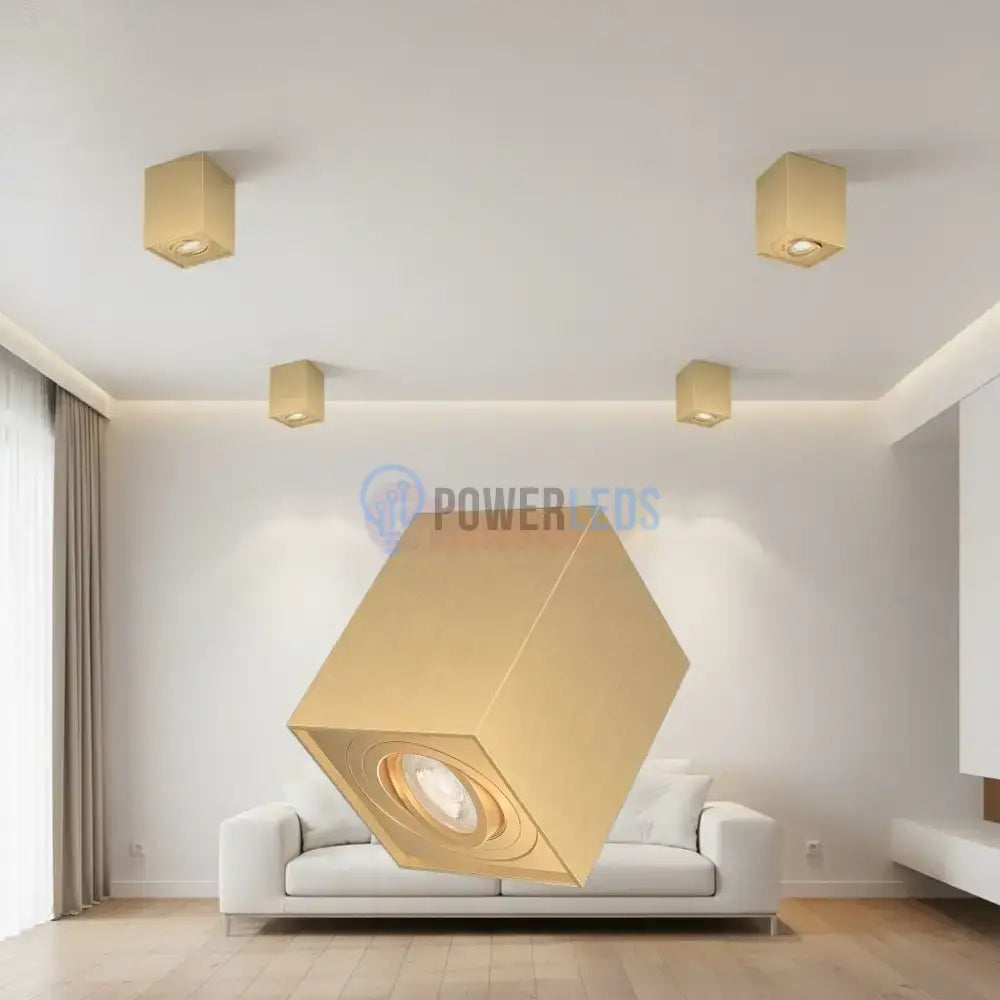 Spot Aplicat Patrat Fascicul Reglabil Auriu Dulie GU10 L80xH100mm led ceiling light