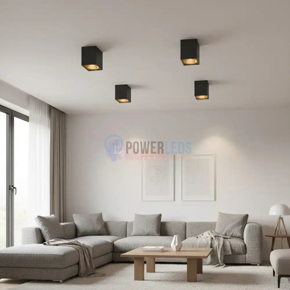 Spot Aplicat Patrat Negru & Auriu Dulie GU10 L97xH140mm led ceiling light