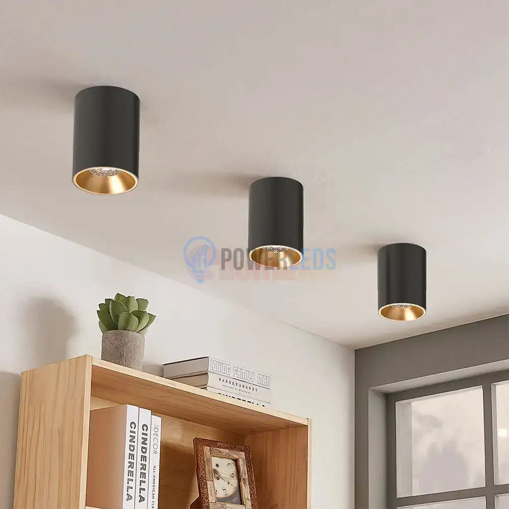 Spot Aplicat Rotund Negru & Auriu Dulie GU10 Ø80x117mm led ceiling light