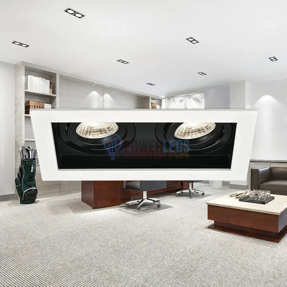 Spot Incastrat Dreptunghiular Fascicul Reglabil Alb & Negru Dulie 2xGU10 L185xH33mm led ceiling light