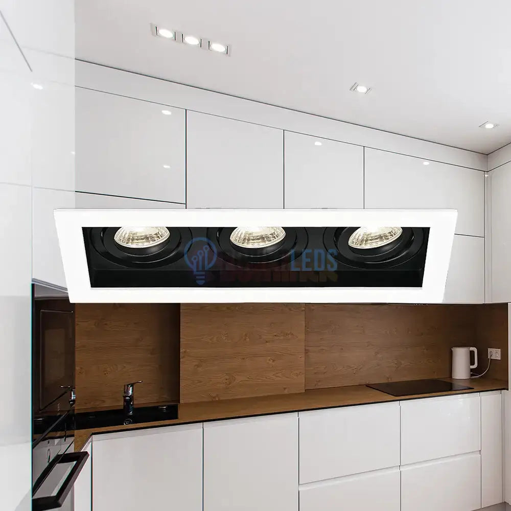 Spot Incastrat Dreptunghiular Fascicul Reglabil Alb & Negru Dulie 3xGU10 L270xH33mm led ceiling light