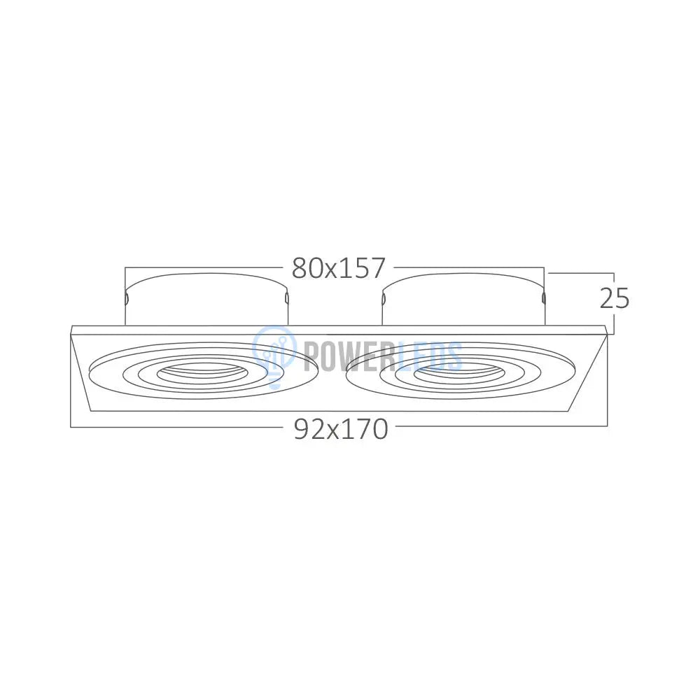 Spot Incastrat Dreptunghiular Fascicul Reglabil Negru & Argintiu Dulie 2xMR16 L170xH25mm led ceiling light