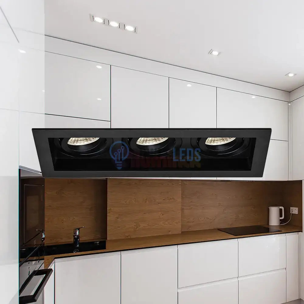 Spot Incastrat Dreptunghiular Fascicul Reglabil Negru Dulie 3xGU10 L270xH33mm led ceiling light
