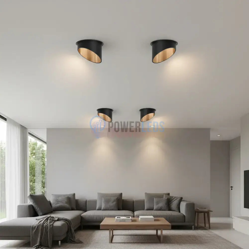Spot Incastrat Rotund Negru & Auriu Dulie GU10 Ø70x69mm led ceiling light