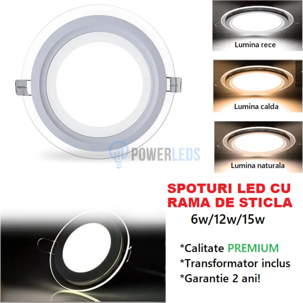 Spot Led 12W Rotund Mat Rama Sticla / ⌀160Mm Incastrabil Spot Light