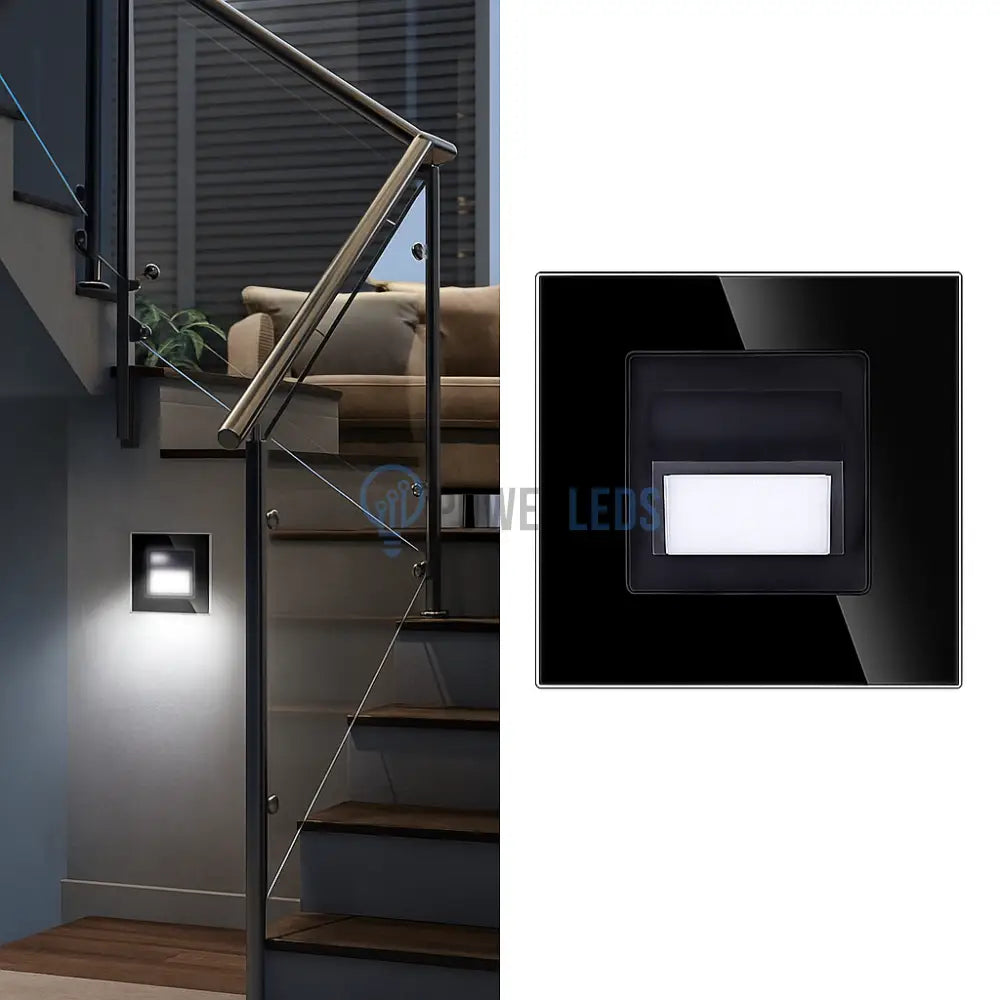 Spot LED 1W JAVI Patrat Black Sticla/ 4000K / 86mm / Incastrabil led spot light