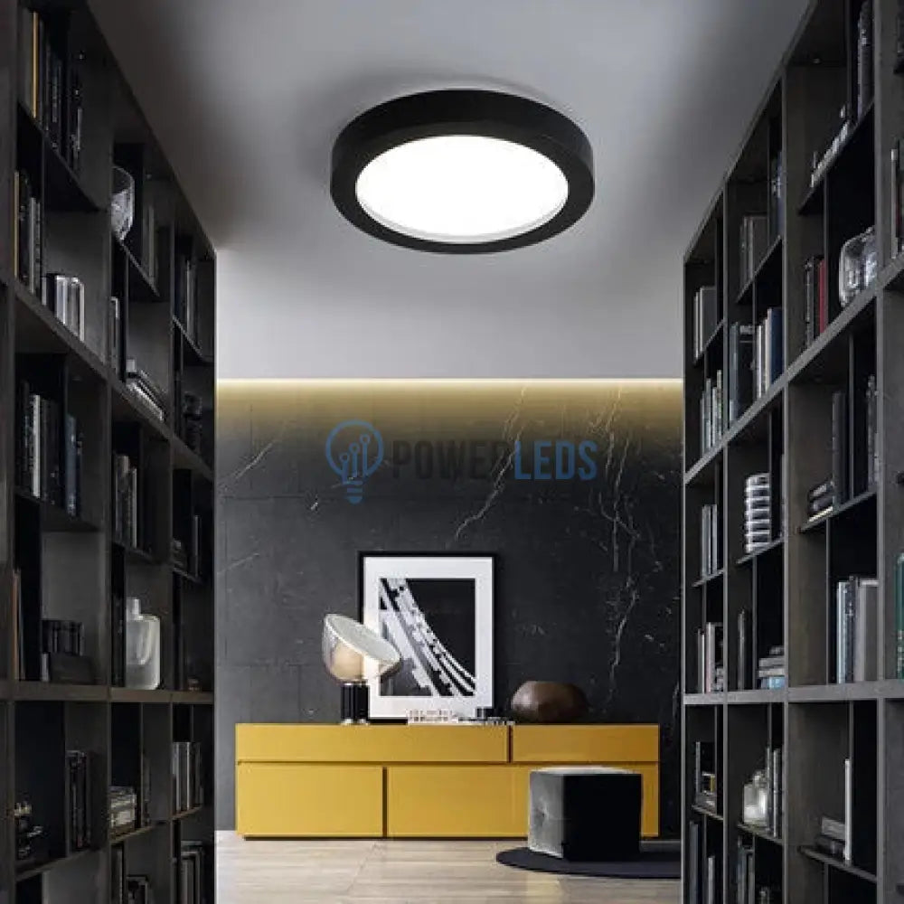 Spot Led 28W Rotund Negru / ⌀287Mm Aplicat Ceiling Light