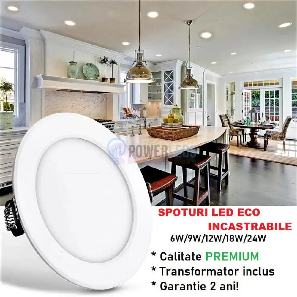 Spot Led 6W Eco Rotund Alb / ⌀100Mm Incastrabil Led Spot Light