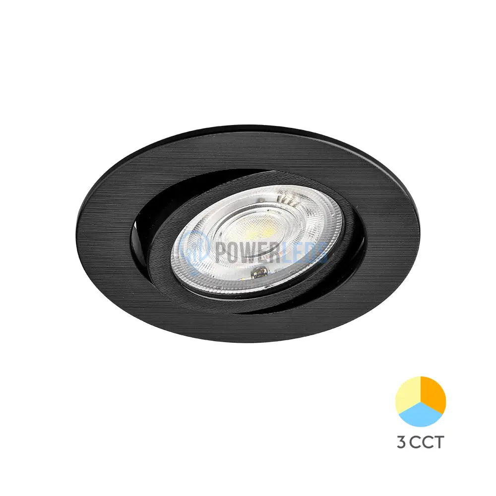 Spot Led 7W Incastrabil Orientabil Negru Cct Cu 3 Lumini Echivalent 60W Spot Light