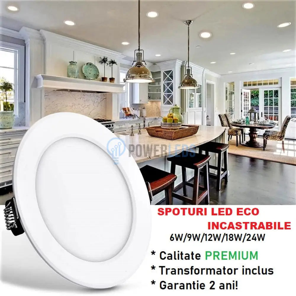 Spot Led 9W Eco Rotund Alb / ⌀120Mm Incastrabil Led Spot Light