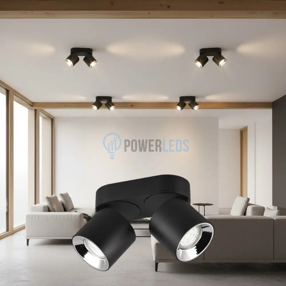 Spot LED Cilindric Aplicat Negru Dulie 2xGU10 Ø18x12CM led ceiling light