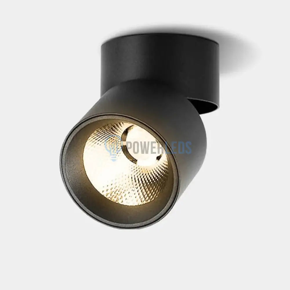 Spot LED Cilindric Aplicat Orientabil Negru 10W Lumina Calda powerleds.ro