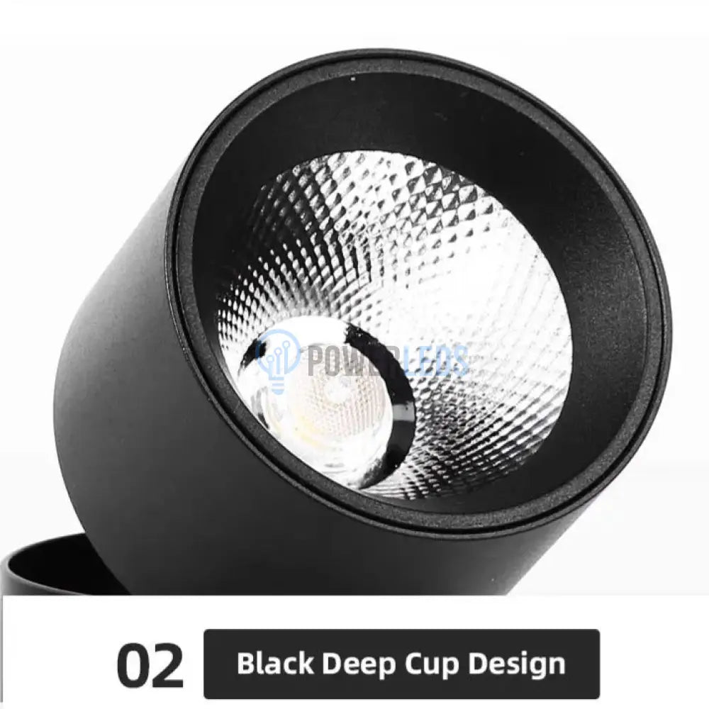 Spot LED Cilindric Aplicat Orientabil Negru 10W Lumina Calda powerleds.ro