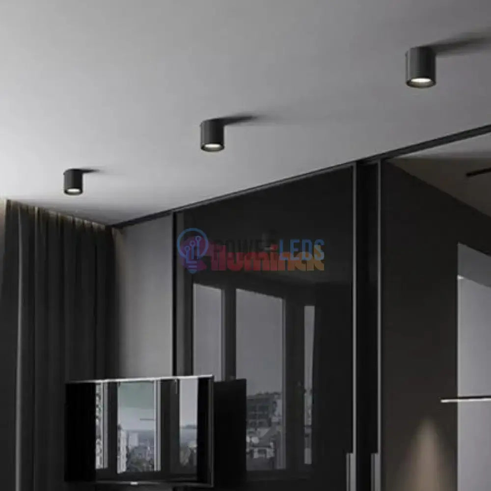 Spot LED Cilindric Aplicat Orientabil Negru 10W Lumina Neutra powerleds.ro
