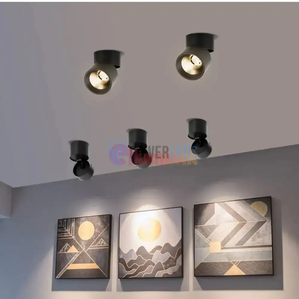 Spot LED Cilindric Aplicat Orientabil Negru 10W Lumina Neutra powerleds.ro