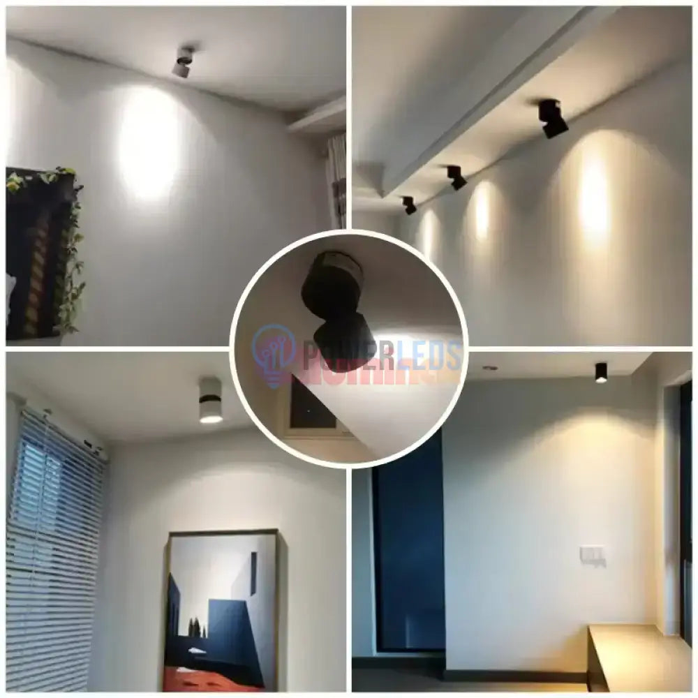 Spot LED Cilindric Aplicat Orientabil Negru 10W Lumina Neutra powerleds.ro