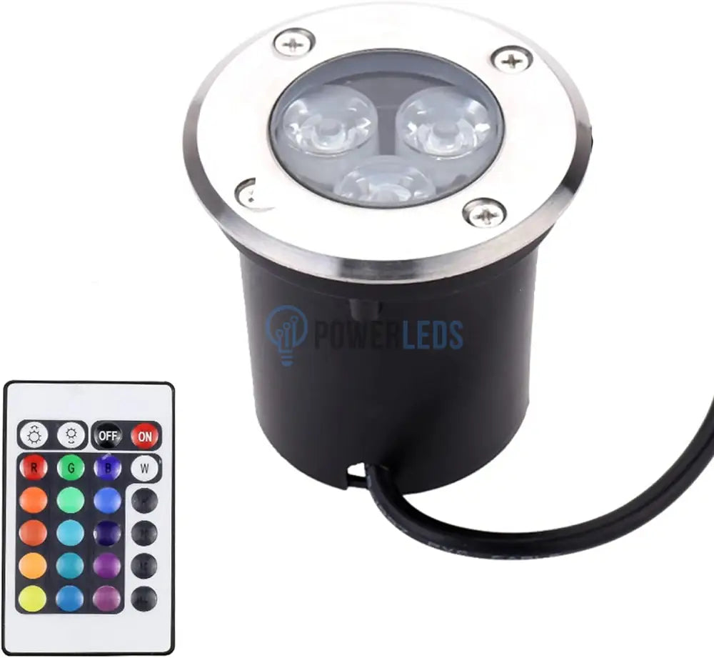Spot Led Exterior 3W Rgb Pardoseala Incastrabil 220V Telecomanda Flood Light