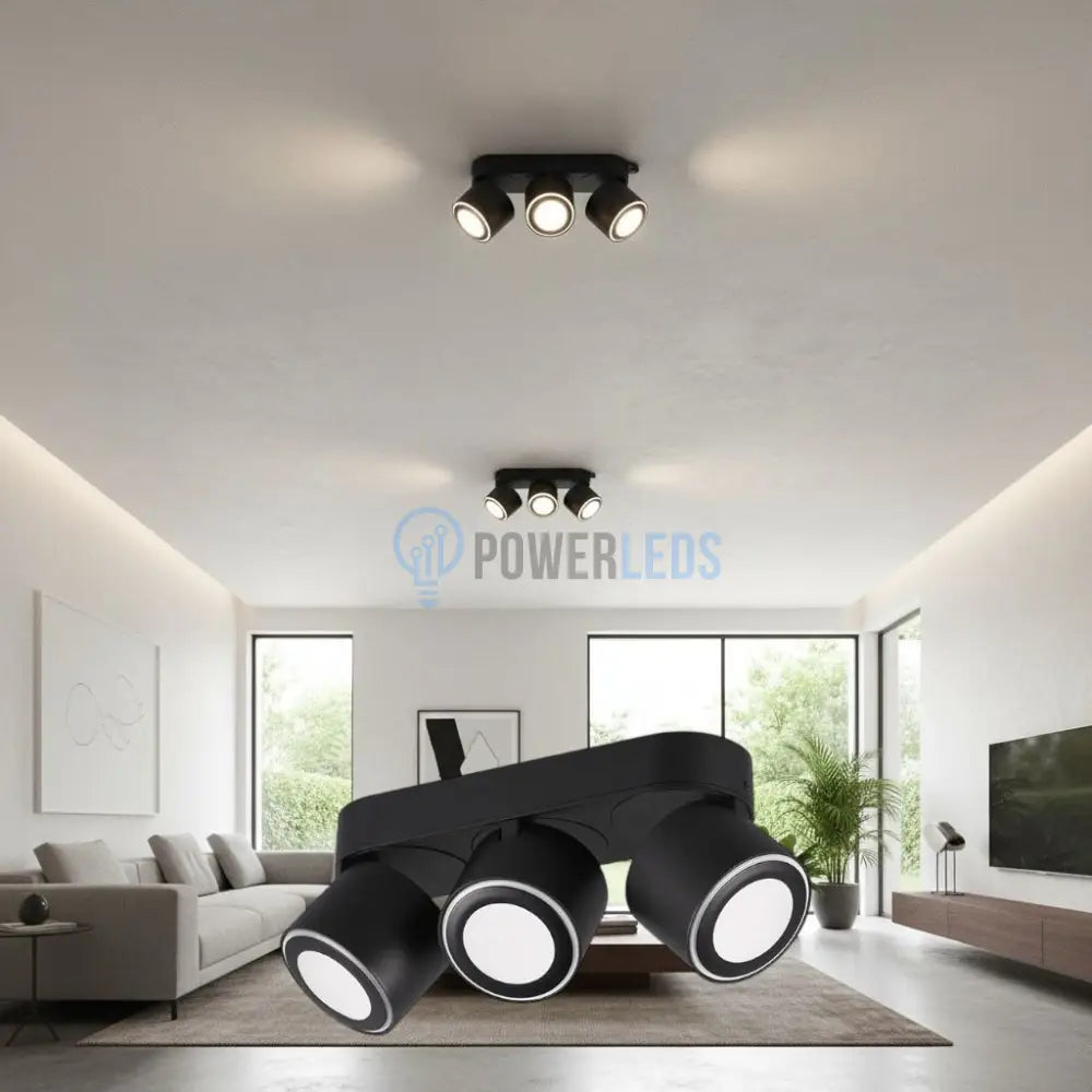 Spot LED Premium Aplicat Orientabil Dreptunghiular 3x450lm Negru 3 Moduri de Iluminare led ceiling light