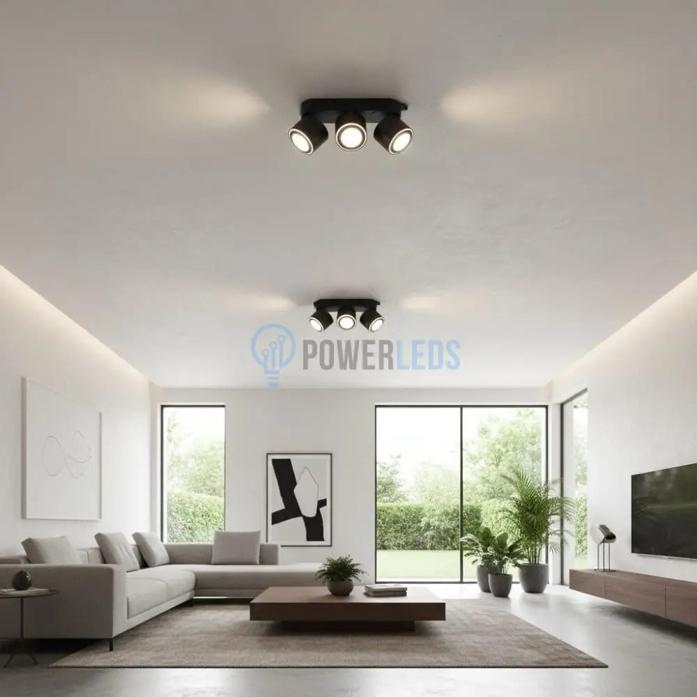 Spot LED Premium Aplicat Orientabil Dreptunghiular 3x450lm Negru 3 Moduri de Iluminare led ceiling light