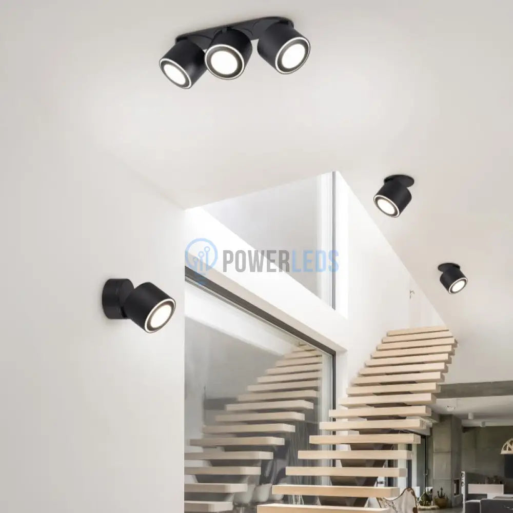 Spot LED Premium Aplicat Orientabil Rotund Negru 3 Moduri de Iluminare led ceiling light