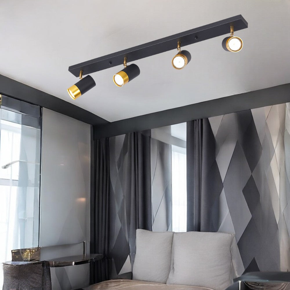 Spot pe Sina Reglabil Negru + Auriu Exquisite 4xGU10