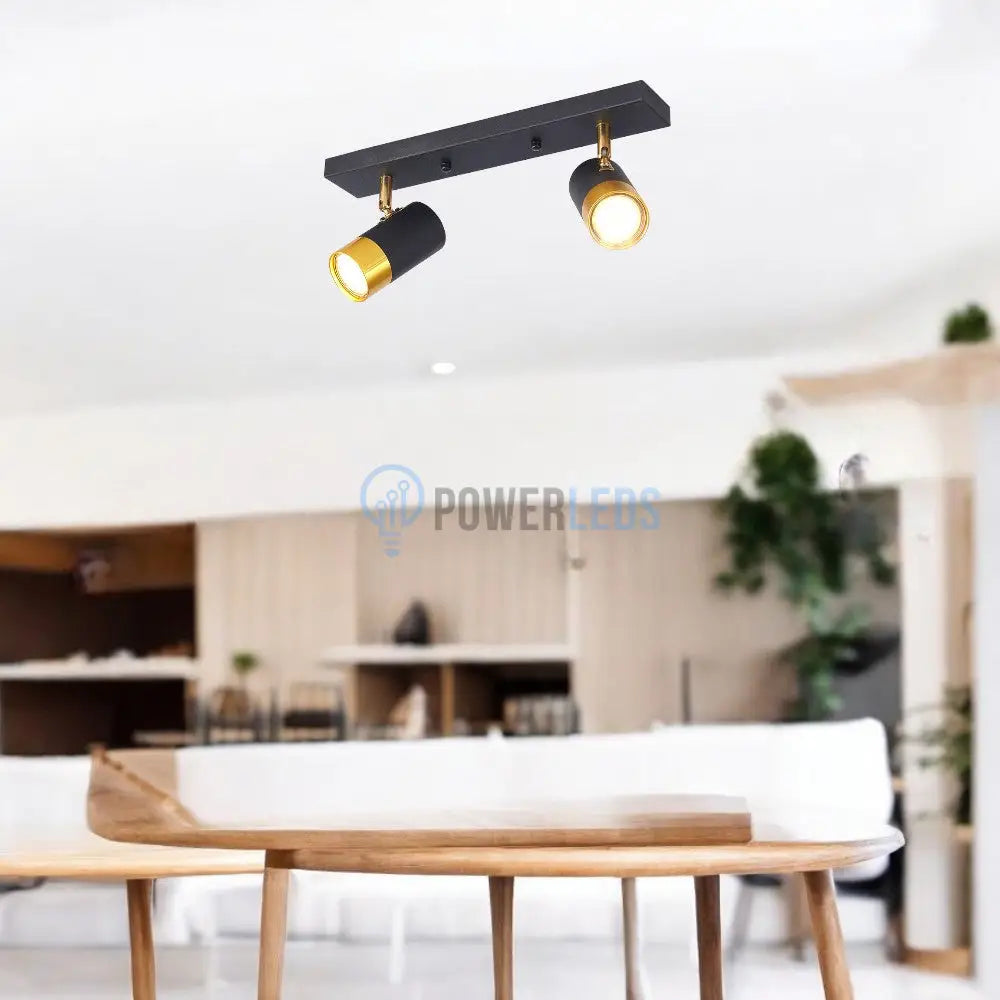 Spot Pe Sina Reglabil Negru + Auriu Exquisite 2Xgu10 Led Ceiling Light