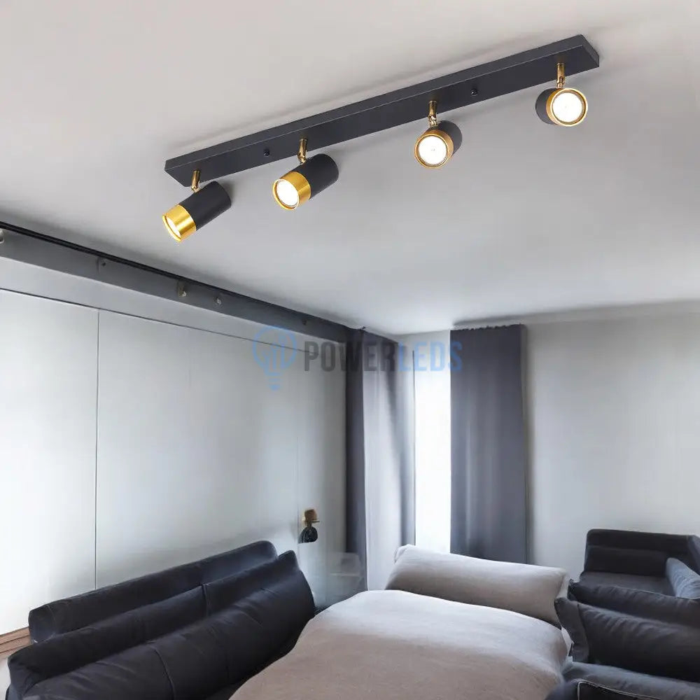 Spot Pe Sina Reglabil Negru + Auriu Exquisite 4Xgu10 Led Ceiling Light