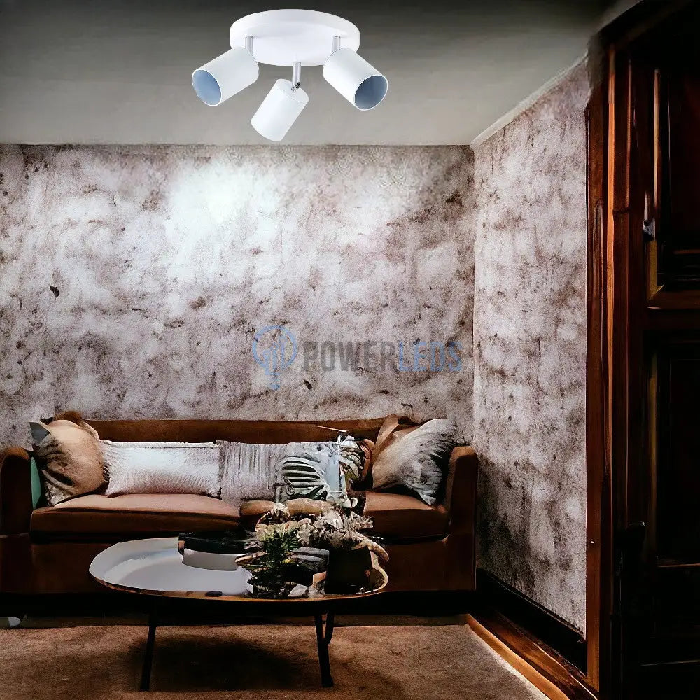 Spot Reglabil Alb 3Xgu10 Cu Suport Rotund Led Ceiling Light