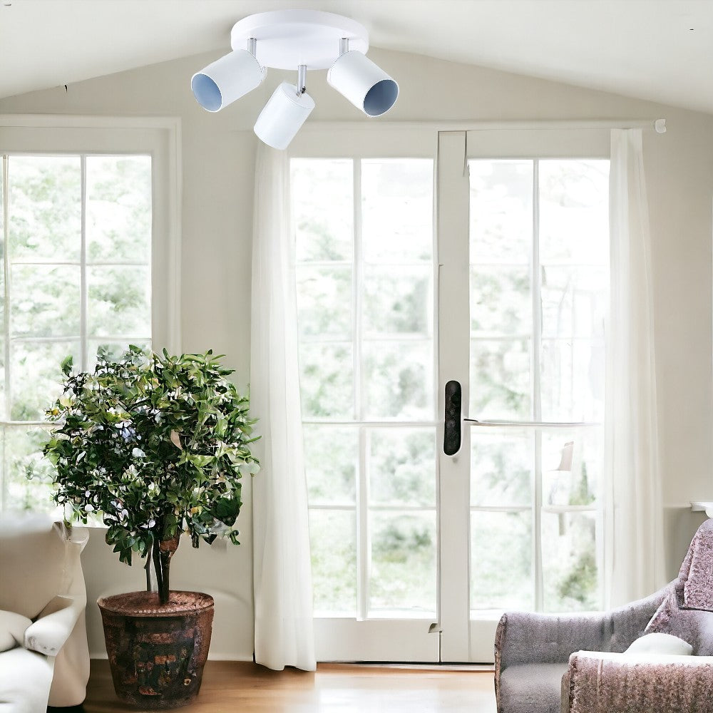 Spot Reglabil Alb 3xGU10 cu Suport Rotund