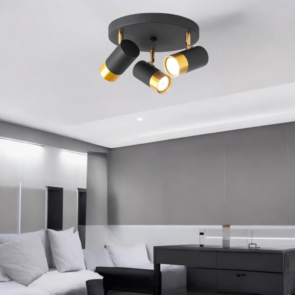 Spot Reglabil Negru + Auriu Exquisite 3xGU10 Suport Rotund
