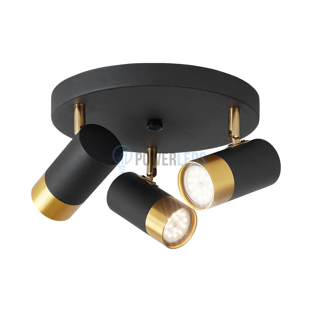 Spot Reglabil Negru + Auriu Exquisite 3Xgu10 Suport Rotund Led Ceiling Light