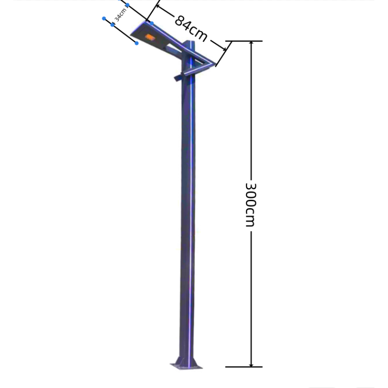 Stalp Iluminat Stradal 50W Alb Natural + Albastru 3m