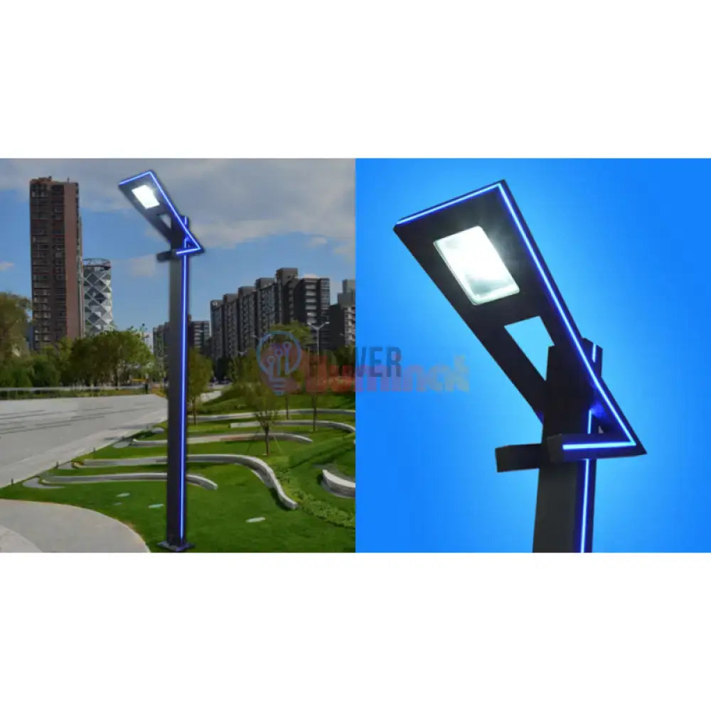 Stalp Iluminat Stradal 50W Alb Natural + Albastru 3m powerleds.ro