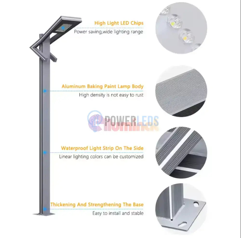 Stalp Iluminat Stradal 50W Alb Natural + Albastru 3m powerleds.ro