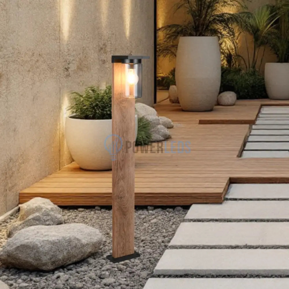 Stalp Ornamental cu Senzor Finisaj Lemn 100CM Home & Garden
