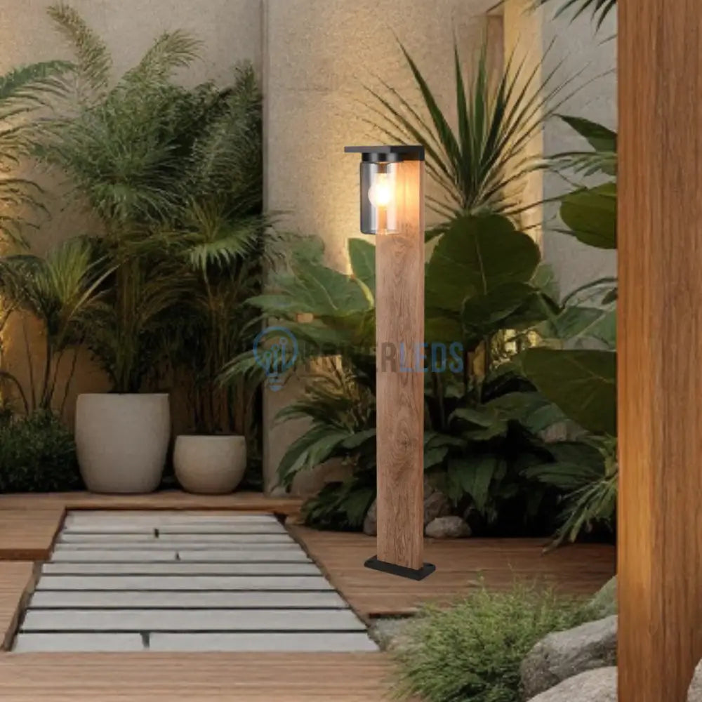 Stalp Ornamental cu Senzor Finisaj Lemn 100CM Home & Garden