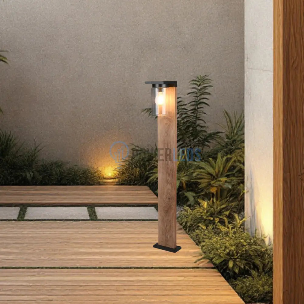 Stalp Ornamental cu Senzor Finisaj Lemn 100CM Home & Garden