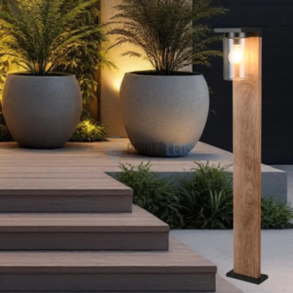 Stalp Ornamental cu Senzor Finisaj Lemn 100CM Home & Garden