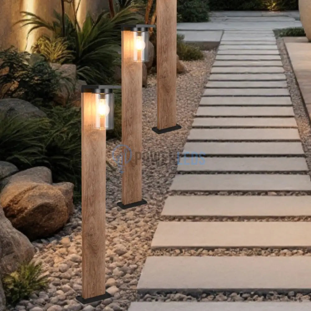 Stalp Ornamental cu Senzor Finisaj Lemn 100CM Home & Garden