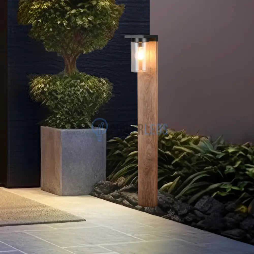 Stalp Ornamental cu Senzor Finisaj Lemn 100CM Home & Garden