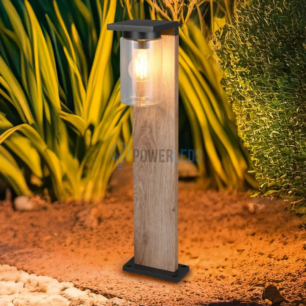 Stalp Ornamental cu Senzor Finisaj Stil Lemn 65CM Home & Garden