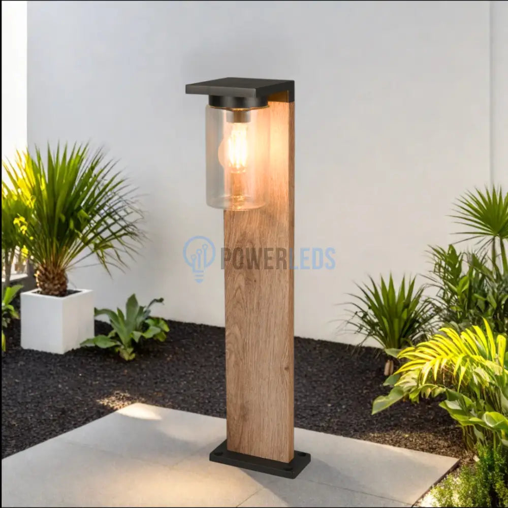 Stalp Ornamental cu Senzor Finisaj Stil Lemn 65CM Home & Garden