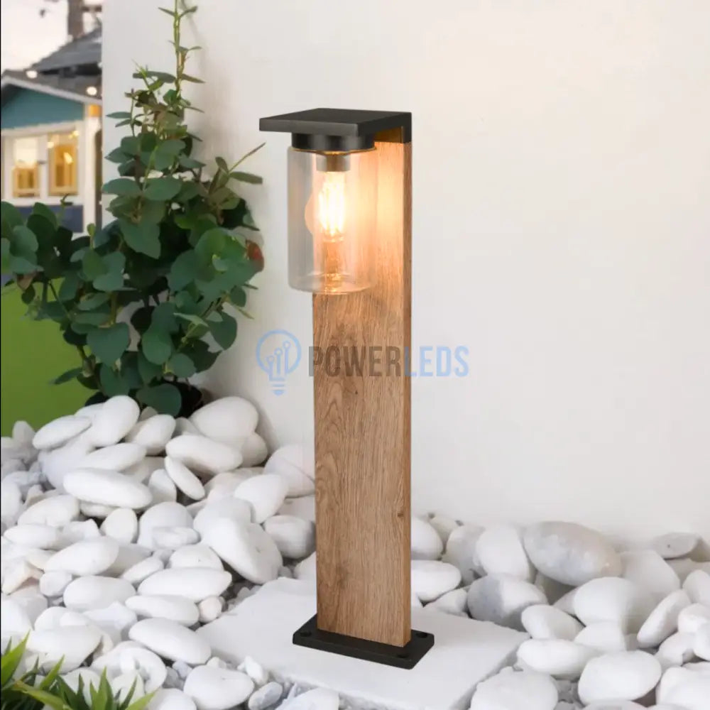 Stalp Ornamental cu Senzor Finisaj Stil Lemn 65CM Home & Garden