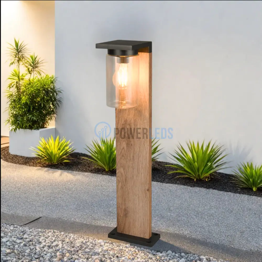 Stalp Ornamental cu Senzor Finisaj Stil Lemn 65CM Home & Garden