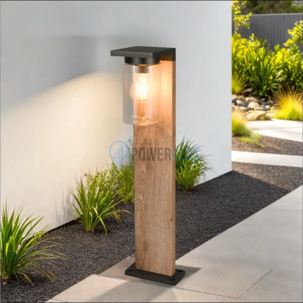 Stalp Ornamental cu Senzor Finisaj Stil Lemn 65CM Home & Garden