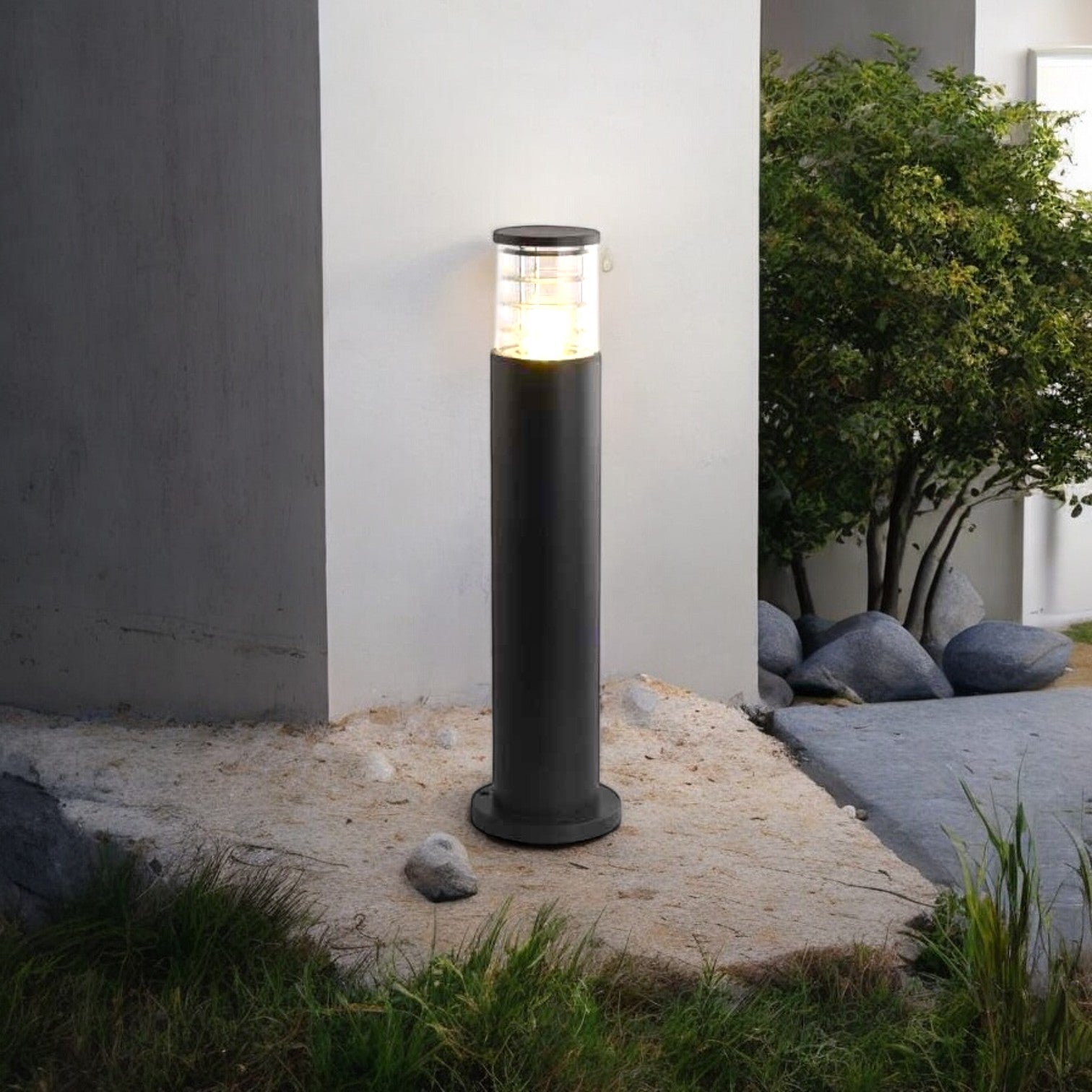 Stalp Ornamental De Gradina 80CM 1XE27 Cylinder Negru