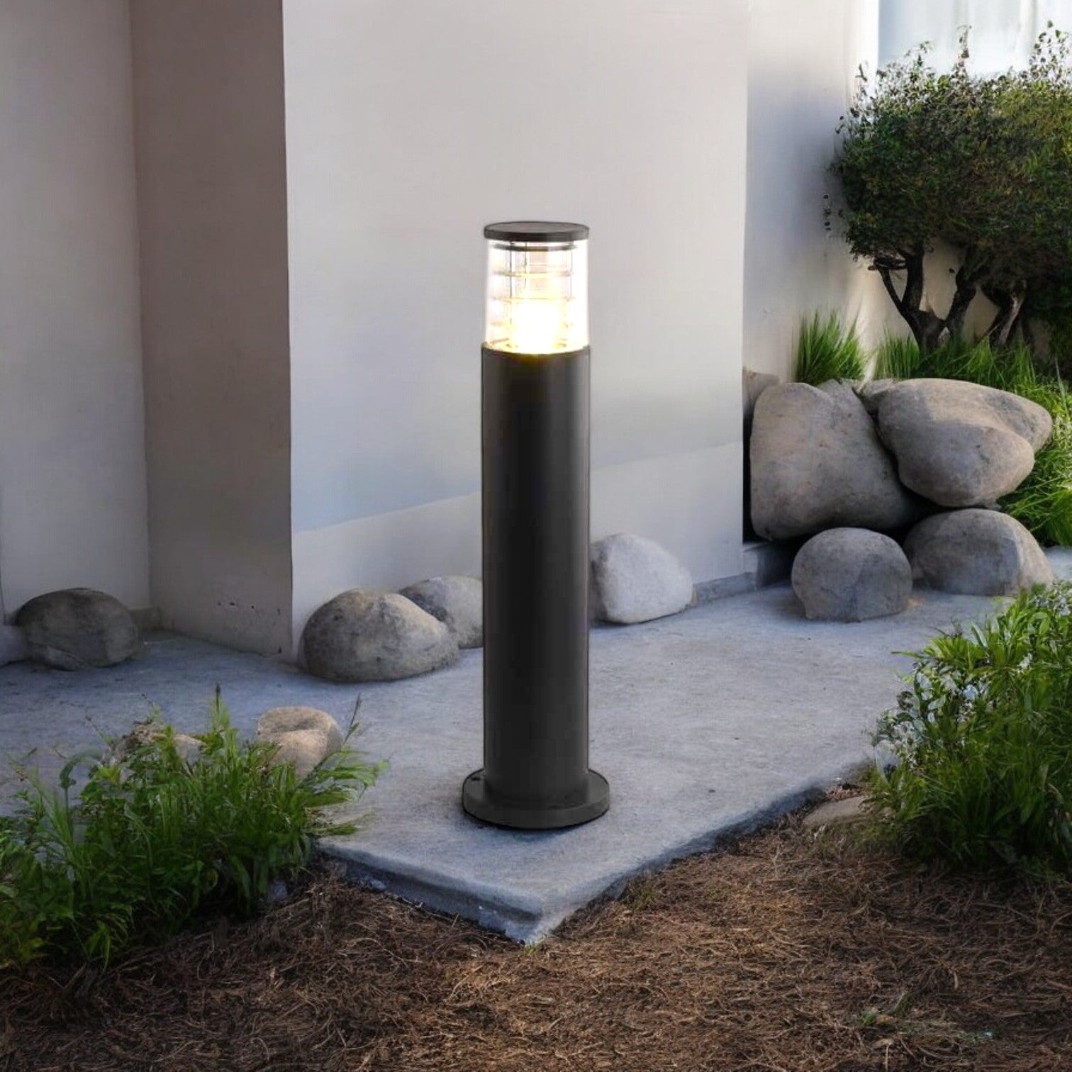 Stalp Ornamental De Gradina 80CM 1XE27 Cylinder Negru