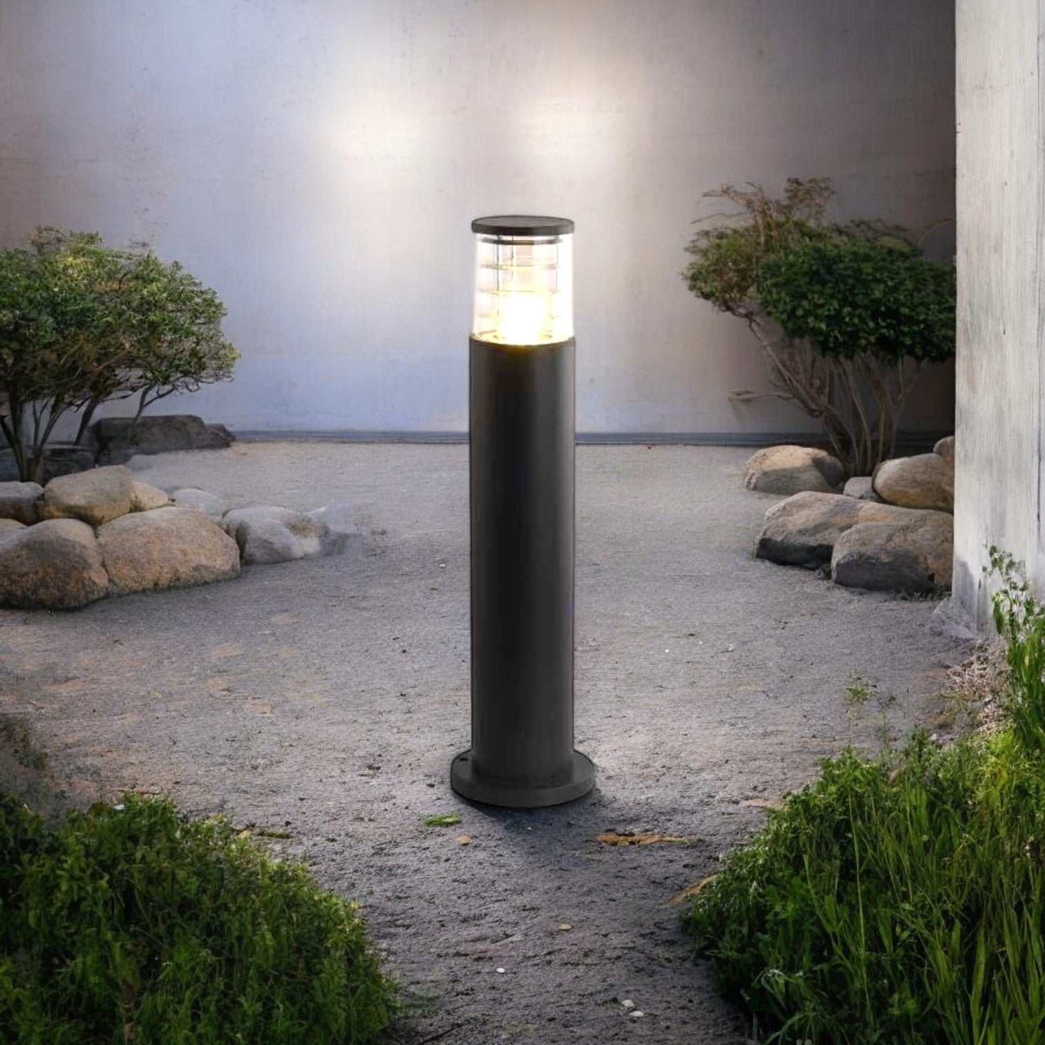 Stalp Ornamental De Gradina 80CM 1XE27 Cylinder Negru