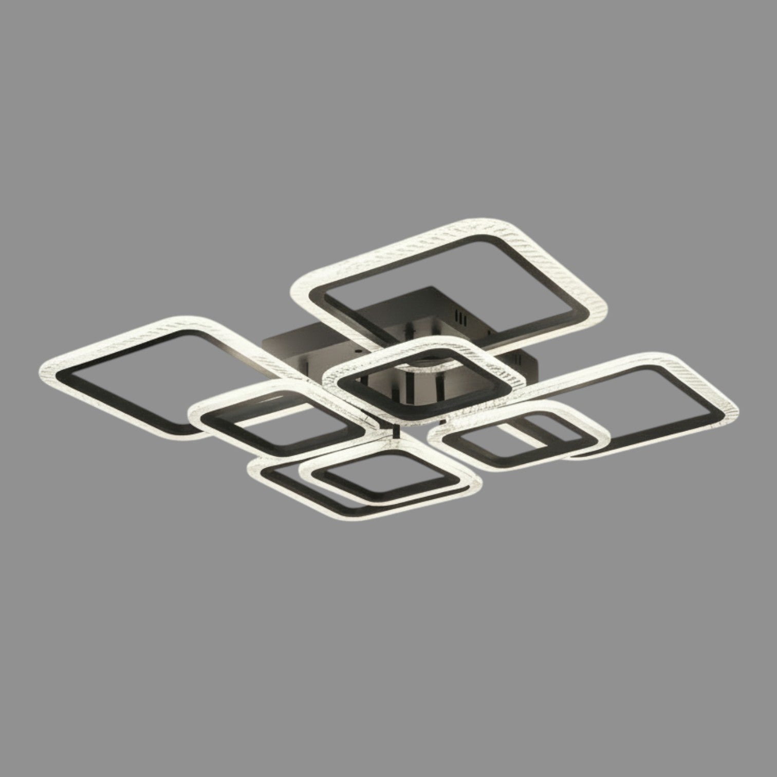 Lustra LED 4+4 Square Gigant BUBBLES BLACK Echivalent 800W Telecomanda