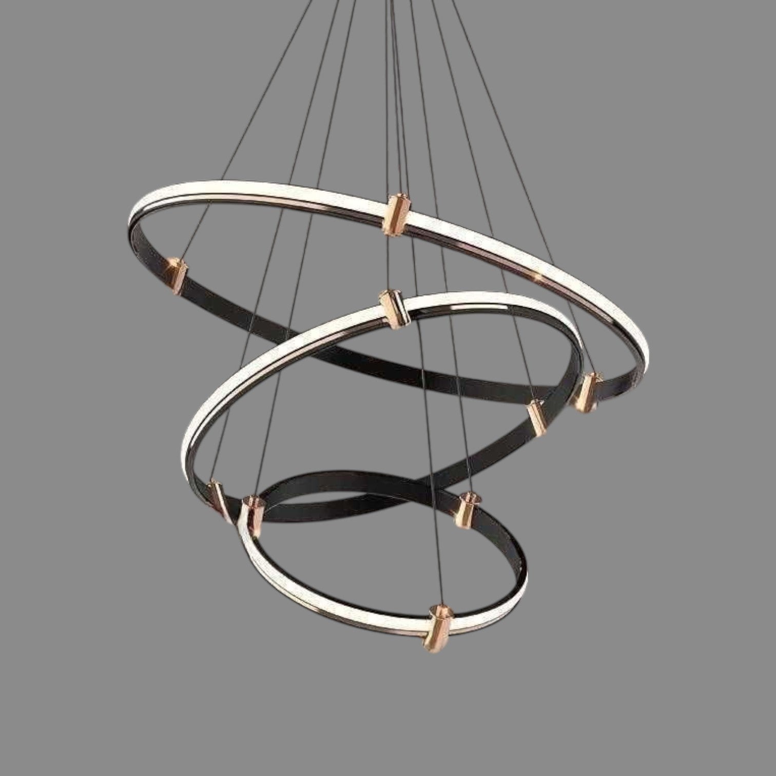 Lustra LED Suspendata ZENO Black 3 Segmente Echivalent 400W Telecomanda